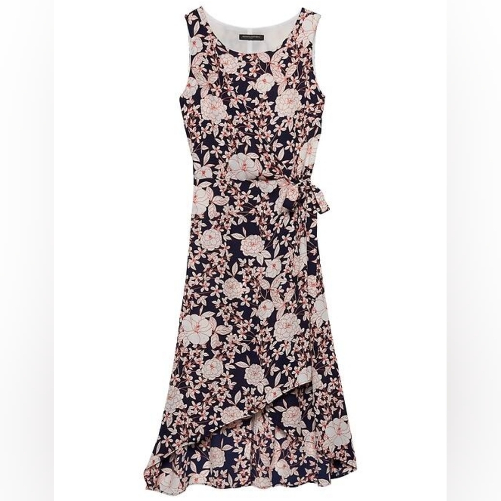 Banana Republic One Shoulder Dress - Black and White Floral
